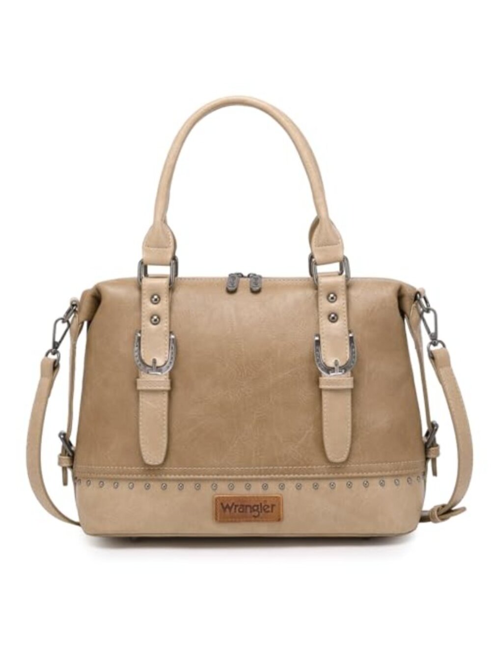 Vintage Crazy Horse Faux Leather Barrel Satchel Doctor Bag with Detachable Strap